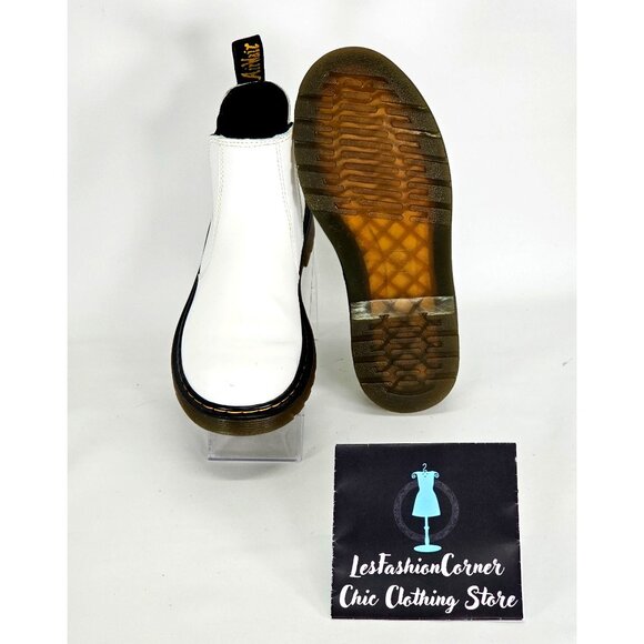 Dr. Martens Big Kid's White Leather Chelsea Boots Size 4 J 117 - Picture 3 of 16